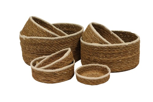 Cesto seagrass blanco y natural s/7