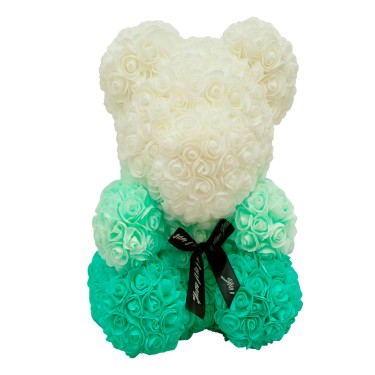 Bär Deko grüne Blumen mit Krone