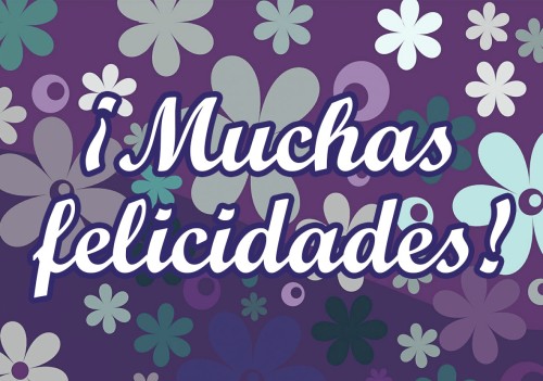 Tarjeta felicidades - fondo purpura floreada