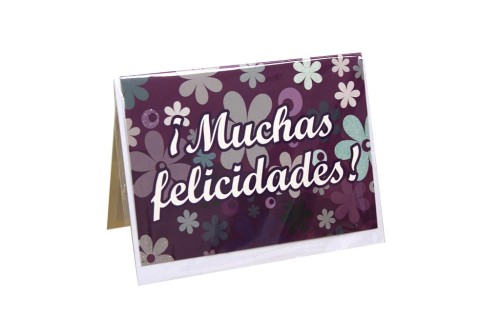 Tarjeta felicidades - fondo purpura floreada