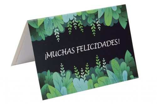 Tarjeta felicidades - verde floral