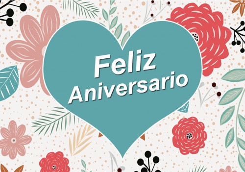 Tarjeta nuestro aniversario - turquesa floral
