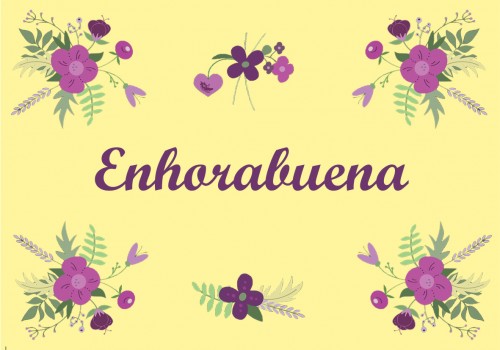 Tarjeta enhorabuena - flores moradas