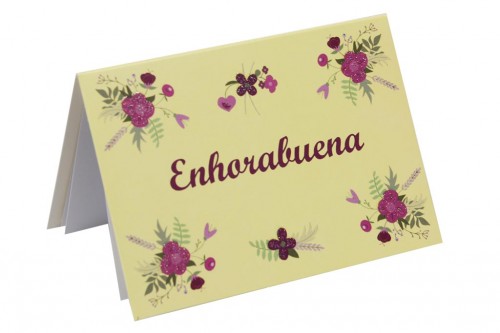 Tarjeta enhorabuena - flores moradas