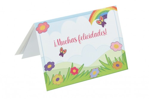 Tarjeta muchas felicidades jardín