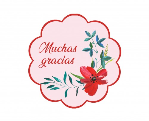 Stickers muchas gracias - flor roja