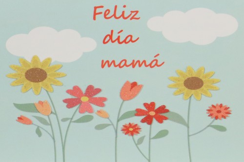 Tarjeta feliz dia mama flores azul