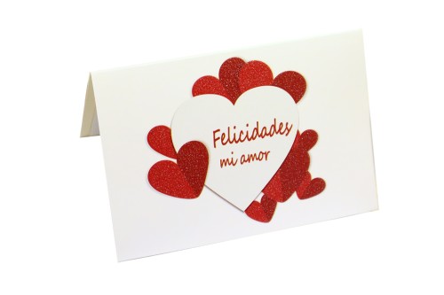 Tarjeta felicidades mi amor corazones