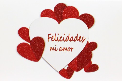 Tarjeta felicidades mi amor corazones