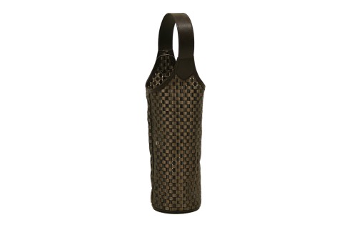 Porta botellas cuero elegante