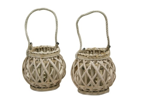 Lanternes en osier blanc
