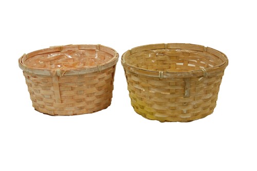 Plateaux ronds en bambou s/2 (décolorés)