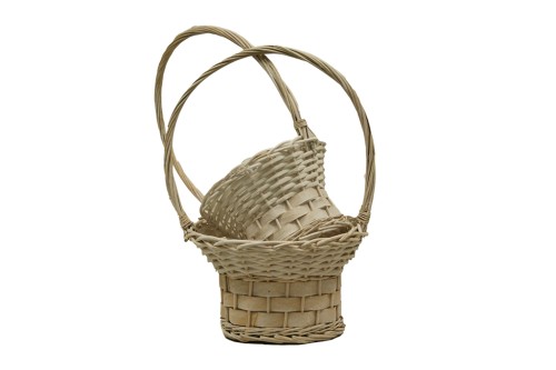 Paniers de fleurs blanches s/2