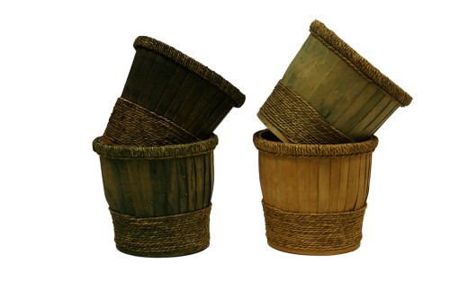 Jardinières en bois assorties s/4 (décolorées)