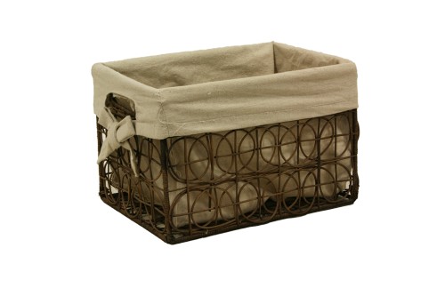 Panier en tissu beige rustique