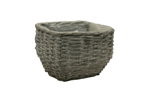 Macetero mimbre gris