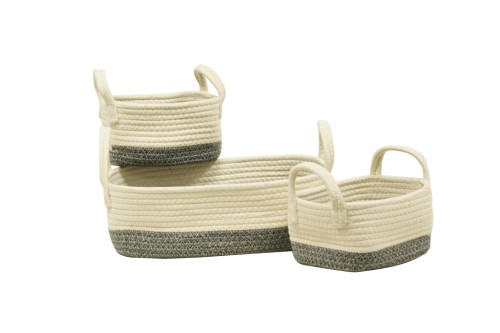 Cesto tela gris y blanca s/3