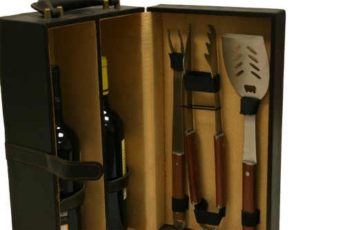 Estuche acesorrios vino y barbacoa