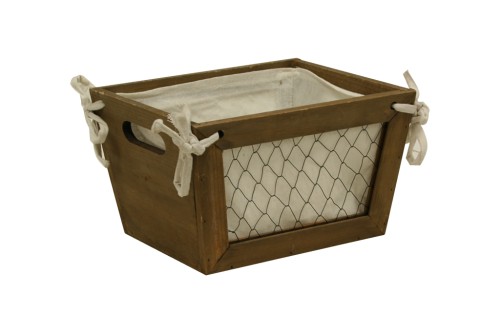 Cesta de madera con rejilla
