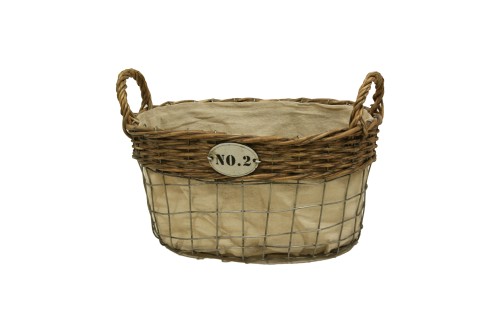 Cesta de mimbre y alambre