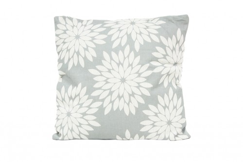 Coussin fleurs grises