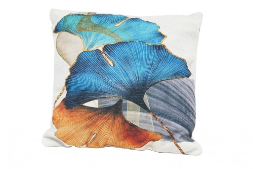 Coussin fleurs aquarelle bleue