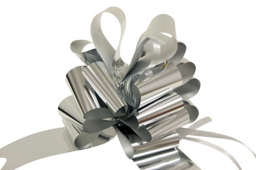 Metallic silver bow