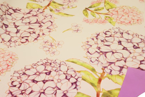 Rollo doble cara contraste lila / hortensias h. 70*50 mt.