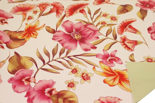 Rollo doble cara contraste verde/ flores reales h. 70*50 mt.