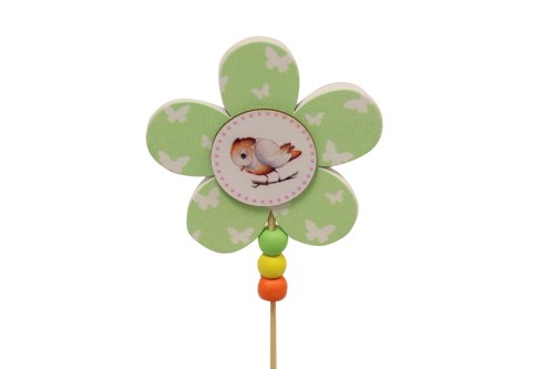 Pin flor verde con pajarito  - 50 unidades