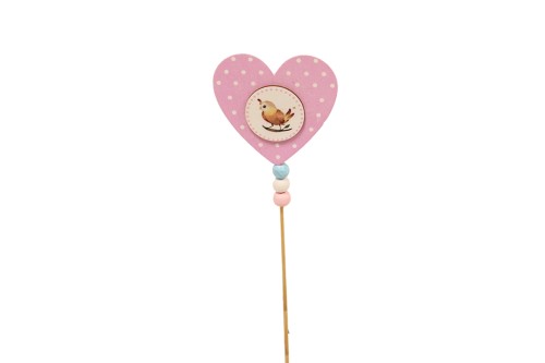Pin corazon rosa con pajarito - 50 unidades