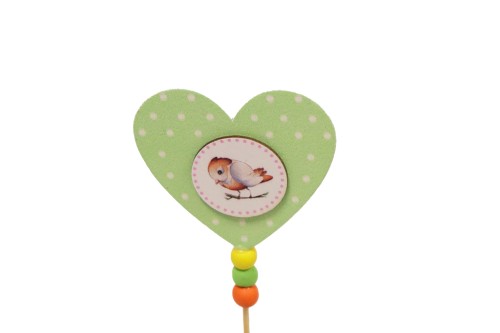 Pin corazon verde con pajarito  - 50 unidades