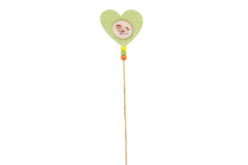 Pin corazon verde con pajarito - 50 unidades