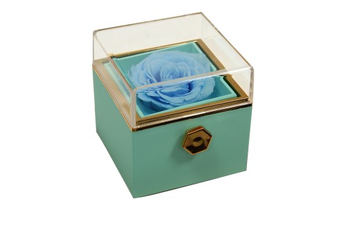 Preserved pink blue rotating jewelry box