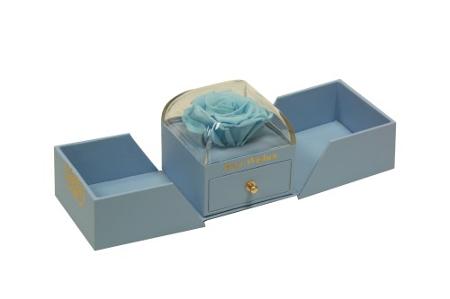 Cajita rosa preservada azul claro joyero sorpresa