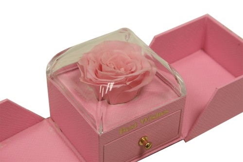 Cajita rosa preservada rosa joyero sorpresa
