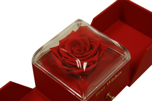 Cajita rosa preservada roja joyero sorpresa