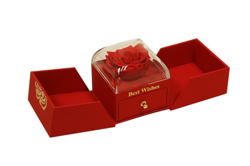 Cajita rosa preservada roja joyero sorpresa