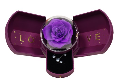 Cajita rosa morada preservada joyero