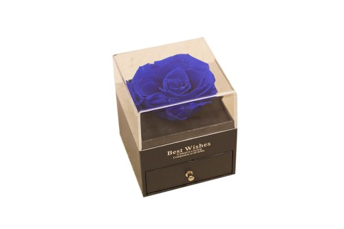 Rosa preservada azul oscuro con joyas