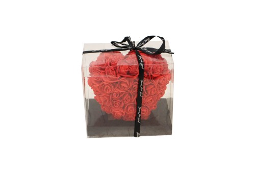 Caja corazón de rosas roja