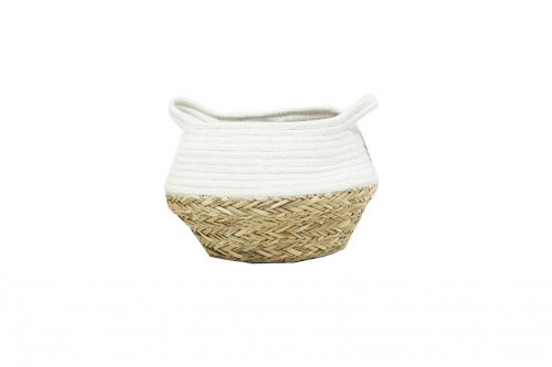 Folding basket with white fabric