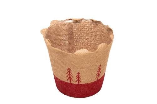 Macetero natural jute árboles rojos