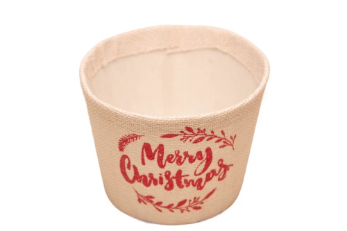 Macetero blanco jute merry christmas