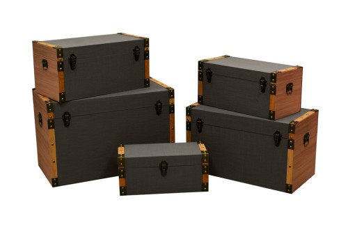 Grey Wood Trunk Set of 5