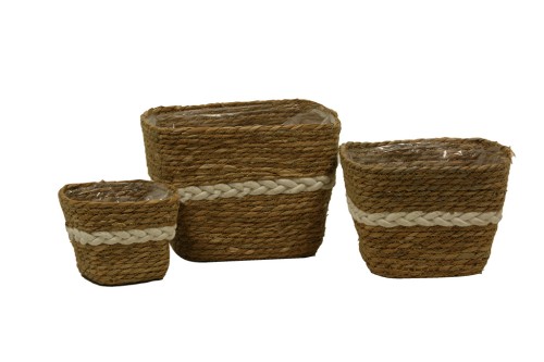 Square planter with white line s/3