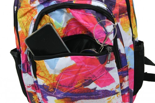 Green and pink floral backpack